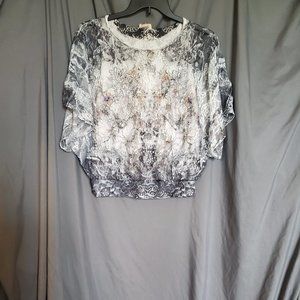 Brittany Black lacy crop with bling shirt